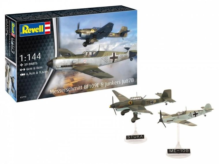 Revell, Messerschmitt Bf109E & Junkers Ju87B Stuka, model do sklejania, 1:144