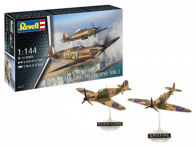 Revell, Supermarine Spitfire Mk.Ia & Hawker Hurricane Mk.I, model do sklejania, 1:144