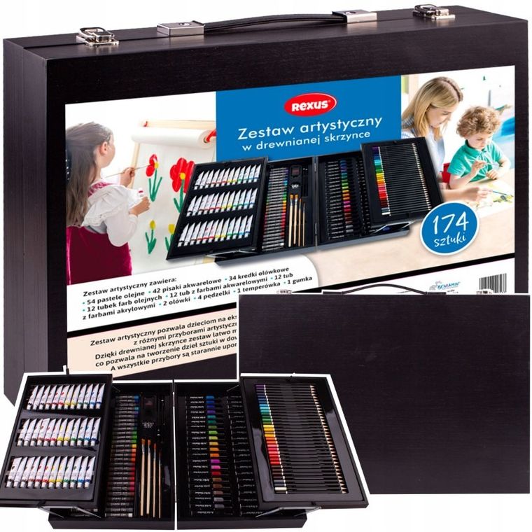 Rexus, zestaw artystyczny w rozkładanej walizce, 174 elementy