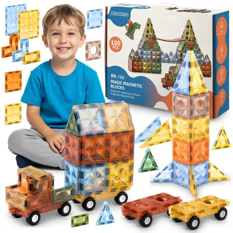 Ricokids, klocki magnetyczne, 100 elementów