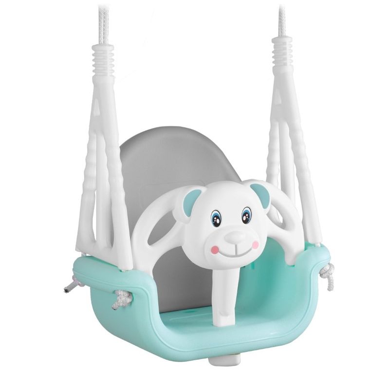 Ricokids, Miś, huśtawka kubełkowa, 3w1, turkusowo-szaro-biała