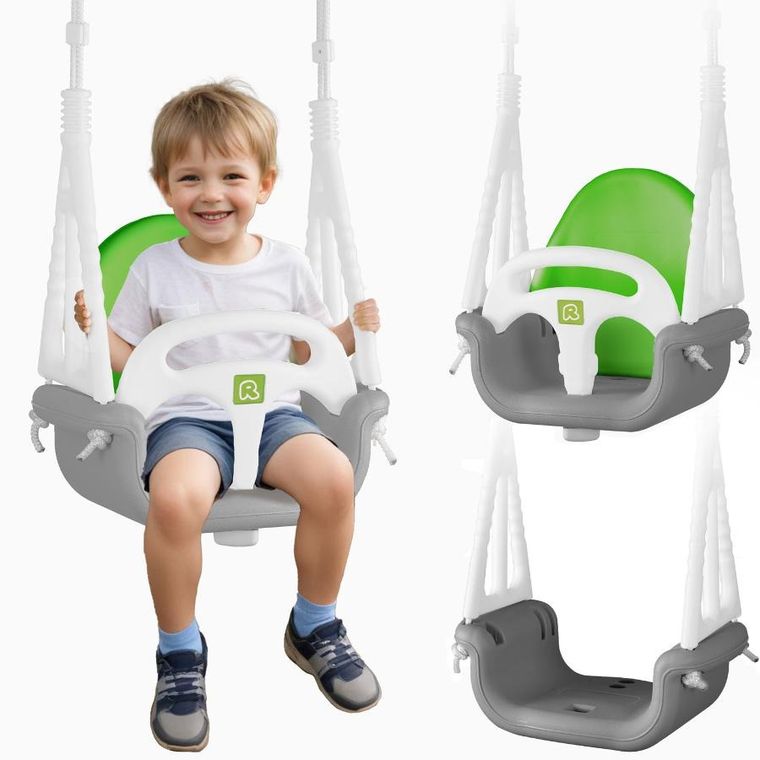 Ricokids, Słonik, huśtawka kubełkowa 3w1, szaro-zielona