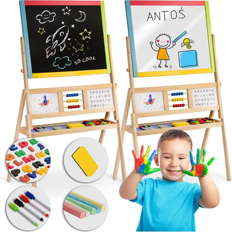 Ricokids, tablica drewniana z liczydłem, 66-45-32 cm