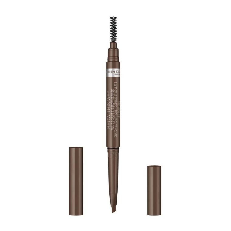 Rimmel, Brow This Way Fill & Sculpt, automatyczna kredka do brwi z wegańską formułą, 002 Medium Brown, 0.25g