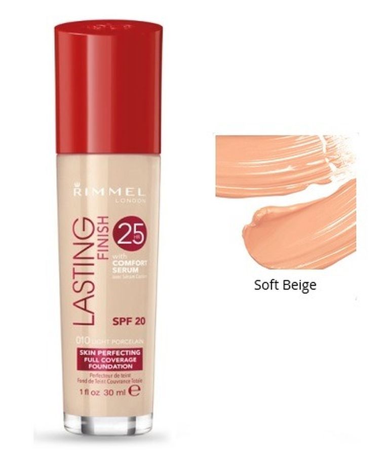 Rimmel, Lasting Finish 25H With Comfort Serum SPF 20, Długotrwały podkład z serum nawilżającym, nr 200 Soft Beige, 30 ml