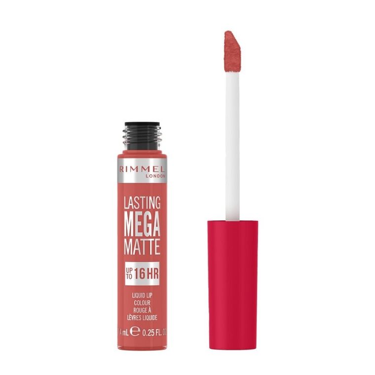 Rimmel, Lasting Mega Matte, długotrwała matowa pomadka w płynie do ust, nr 600, Coral Sass, 7.4 ml