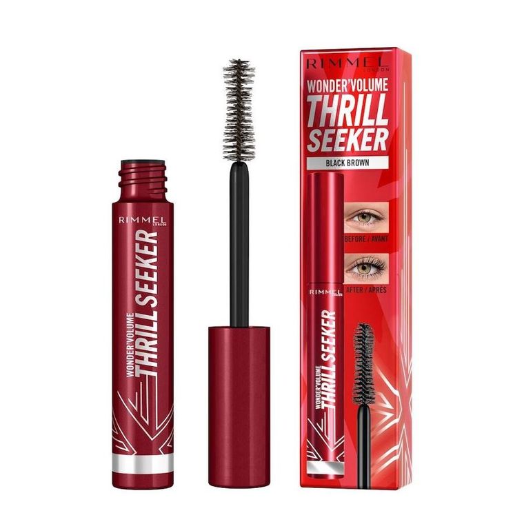 Rimmel, Wonder'Volume Thrill Seeker, wydłużający i zwiększający objętość tusz do rzęs, 002 Black Brown, 8 ml