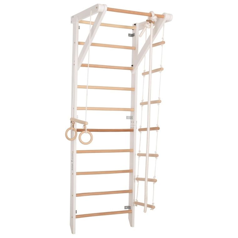 Rinagym, drewniana drabinka gimnastyczna, biały