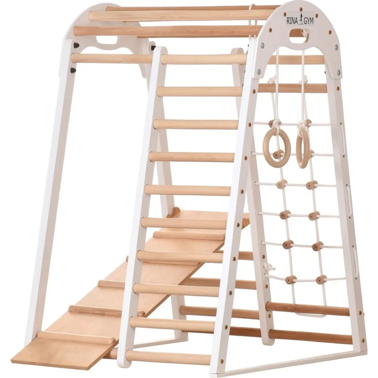 Rinagym, drewniany trójkąt gimnastyczny, wspinaczkowy, biały