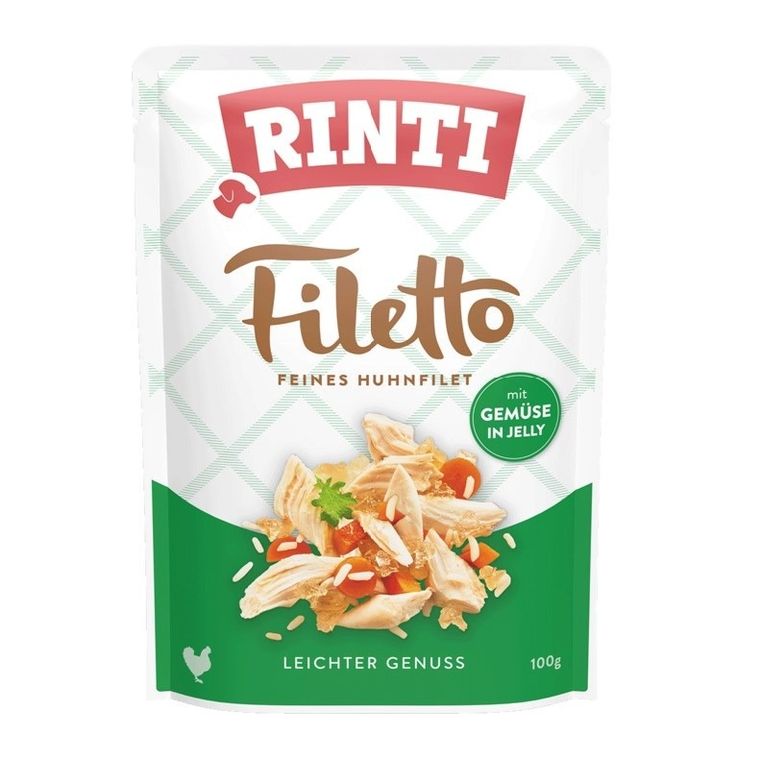 Rinti, Filetto, saszetka dla psa, kurczak i warzywa, w galaretce, 100g