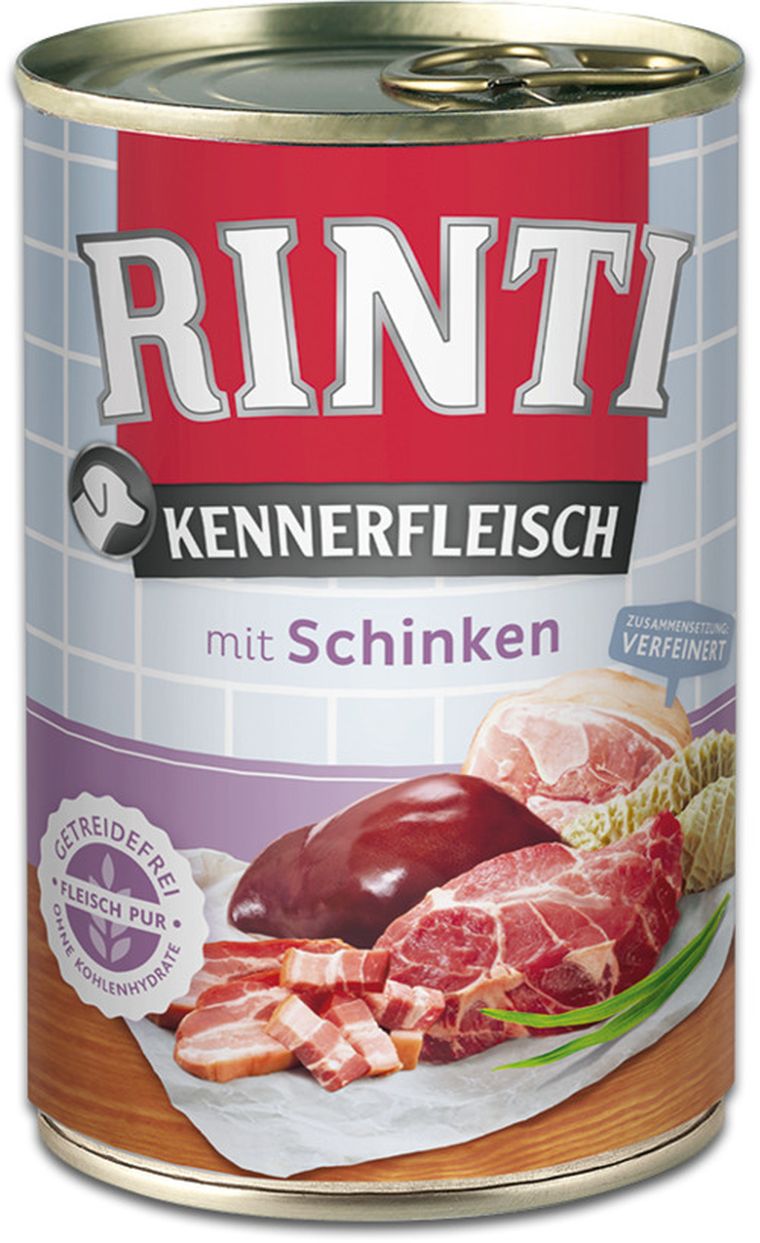 Rinti, Pur Kennerfleisch, puszka dla psa, szynka, 400g