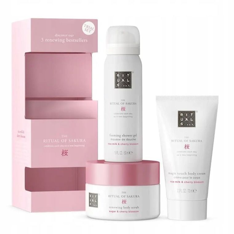 Rituals, The Ritual of Sakura, zestaw prezentowy: pianka pod prysznic, 50 ml + peeling do ciała, 125g + krem do ciała, 70 ml