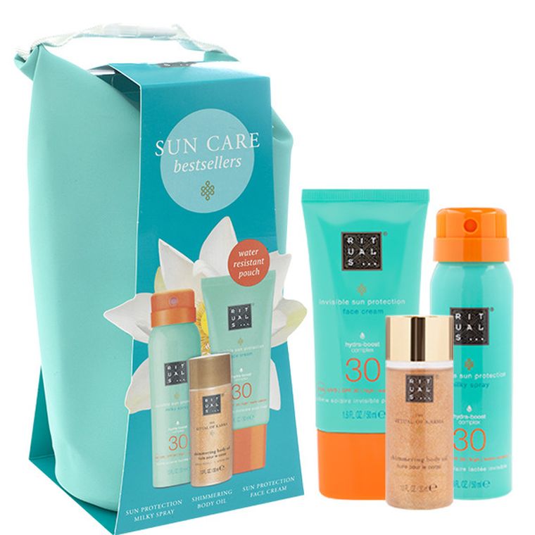 Rituals, zestaw: mleczko po opalaniu, 50 ml + olejek do ciała, 30 ml + krem do opalaniu do twarzy, 50 ml + kosmetyczka