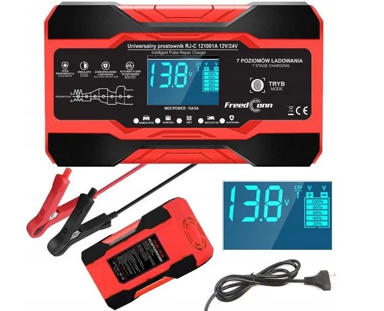 Rj Tianye, prostownik akumulatorowy, RJ-C 121001A, 12V, 10A/24V, 5A