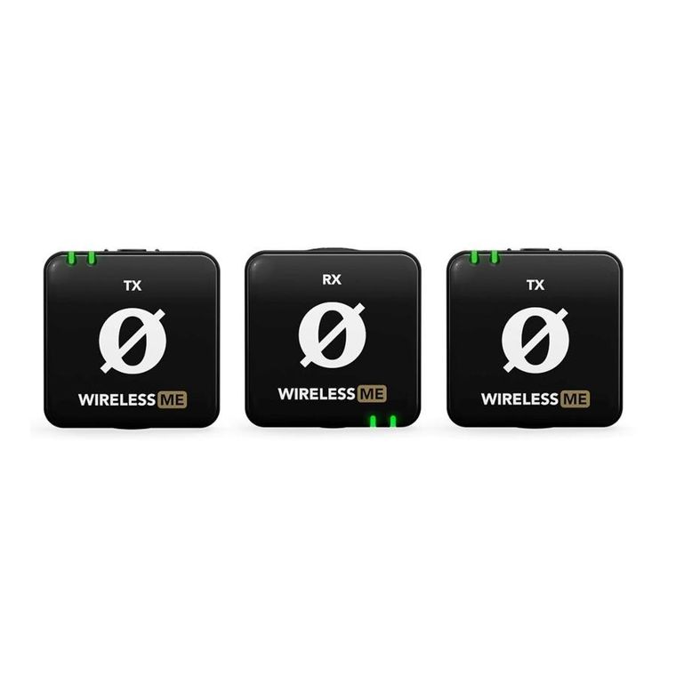 Rode, Wireless ME Dual, kompaktowy bezprzewodowy system mikrofonowy z dwoma nadajnikami do nagrywania dwukanałowego, czarny