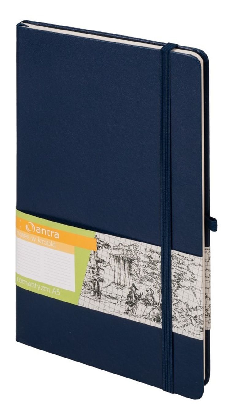 Romantyzm, notes A5, w kropki, granatowy, 1 szt.