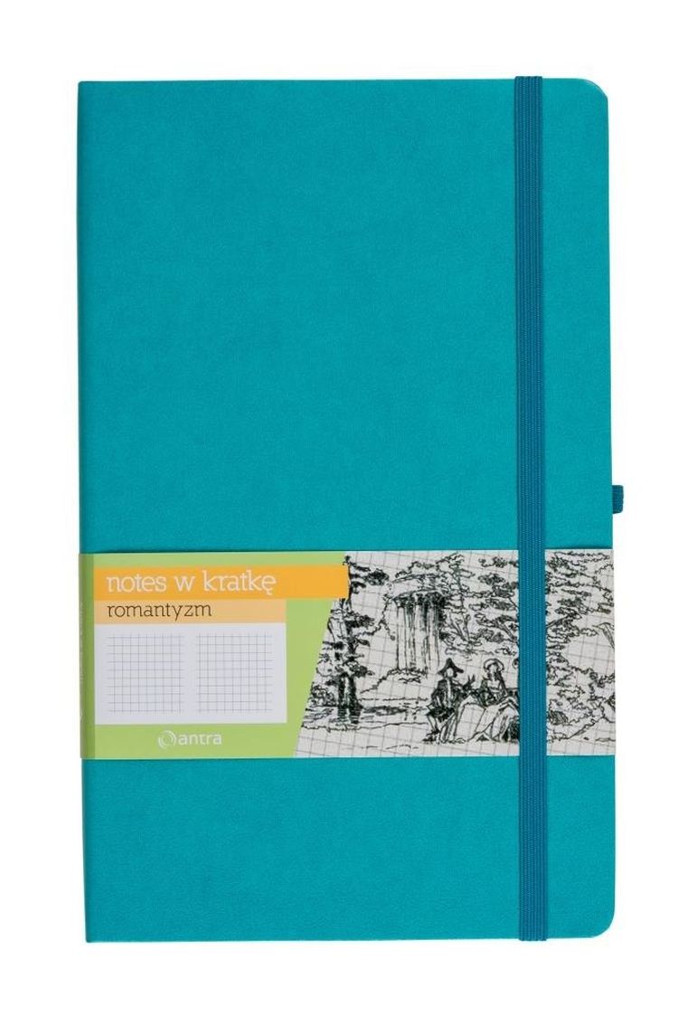 Romantyzm, notes A5 z gumką, w kratkę, turkus, 1 szt.