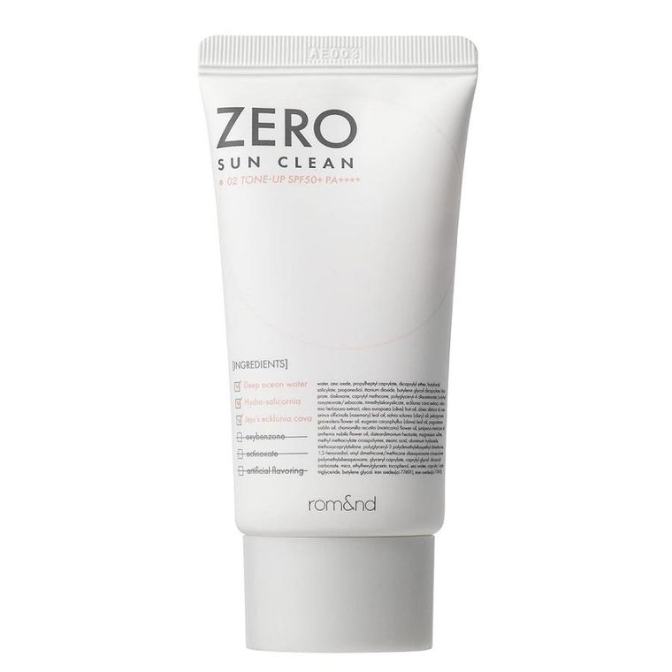Rom&nd, Zero Sun Clean, krem przeciwsłoneczny do twarzy SPF50+ PA++++, 02 Tone Up, 50 ml
