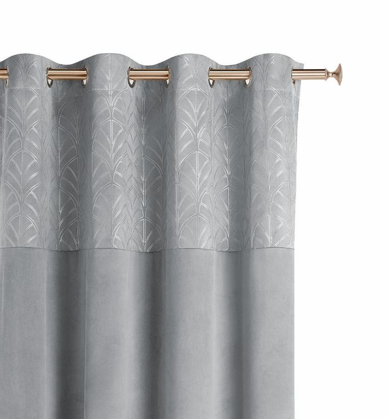 Room99, Bliss, zasłona welurowa na srebrnych przelotkach, jasnoszara, 140-250 cm