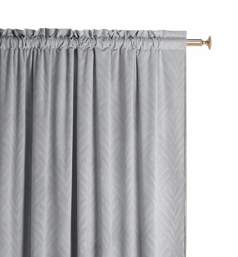 Room99, Leafly, zasłona welurowa na taśmie jasnoszara, 140-250 cm