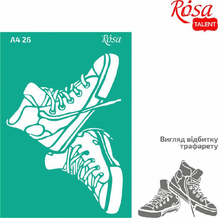 Rosa, szablon samoprzylepny wielokrotnego użytku, trampki, 21-29,7 cm