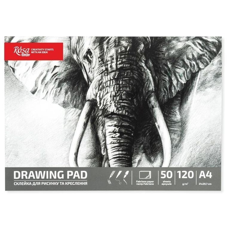 Rosa, szkicownik, A4, 50 kartek, 120g, Słoń