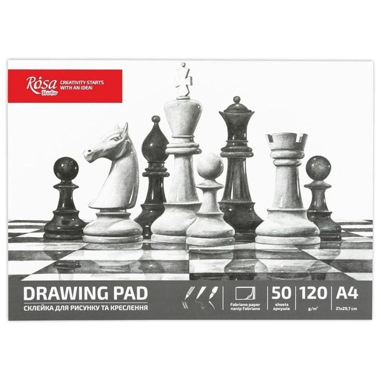 Rosa, szkicownik, A4, 50 kartek, 120g, Szachy