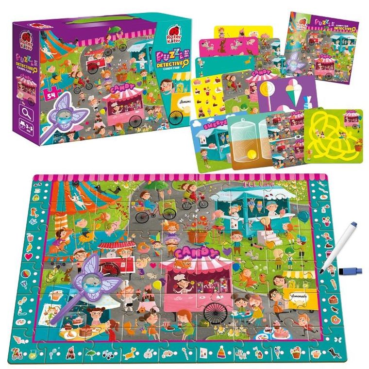 Roter Kafer, Detective candy fair, gra edukacyjna i puzzle, 54 elementy