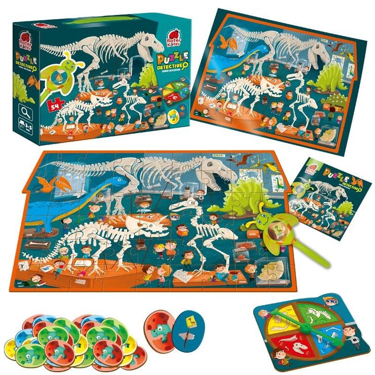 Roter Kafer, Detective dino museum, gra edukacyjna i puzzle, 54 elementy