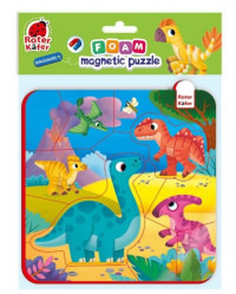 Roter Kafer, Dinozaury, puzzle magnetyczne z pianki, 16 elementów