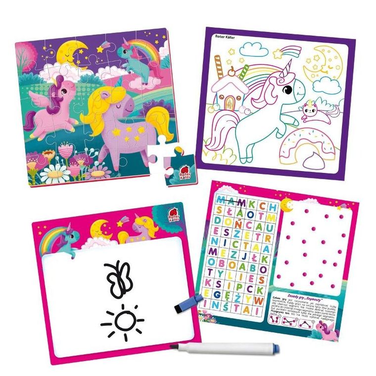 Roter Kafer, Jednorożce, puzzle z malowanką, 25 elementów