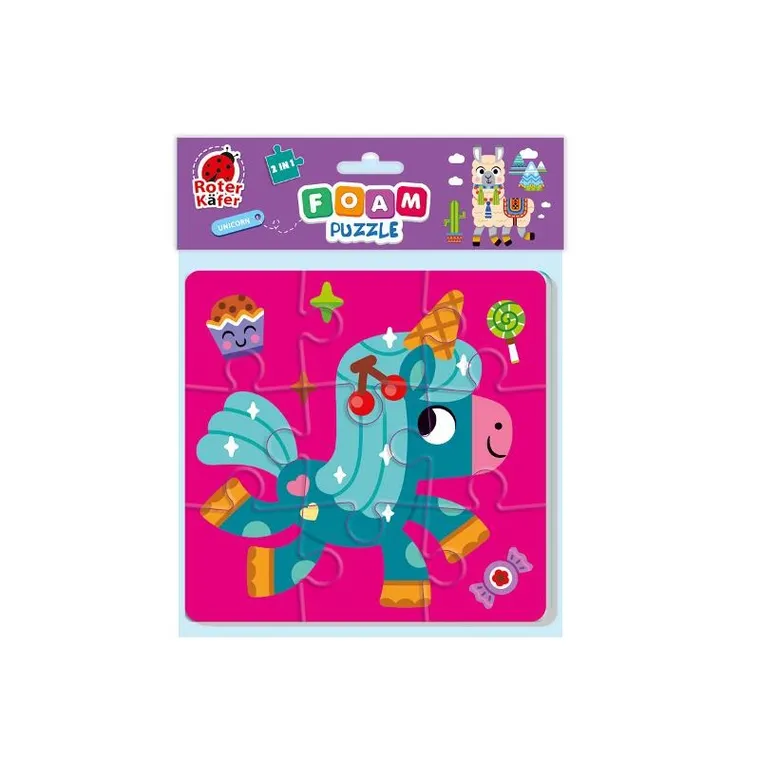Roter Kafer, Jednorożec i lama, puzzle piankowe 2w1, 9 i 16 elementów