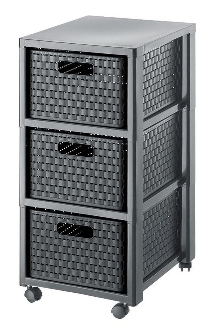 Rotho, Country, regał duży z 3 szufladami, antracyt