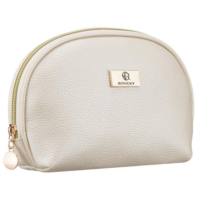 Rovicky, kosmetyczka, skóra ekologiczna, 1-komorowa, beżowa