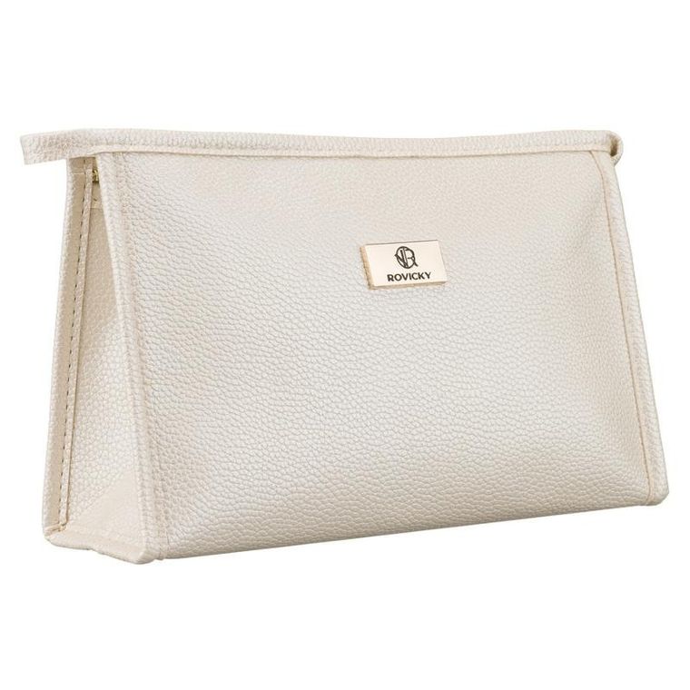 Rovicky, kosmetyczka, skóra ekologiczna, 1-komorowa, beżowa