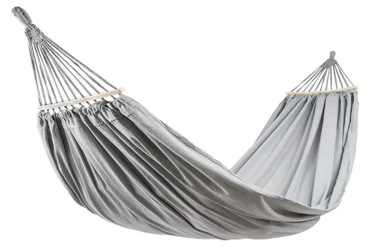 Royokamp, hamak ogrodowy z drążkiem i pokrowcem, 2 osobowy, XXL, szary, 250-150 cm