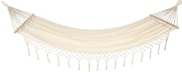 Royokamp, hamak z frędzlami, 2-osobowy, Miami Natura, ecru, 200-150 cm