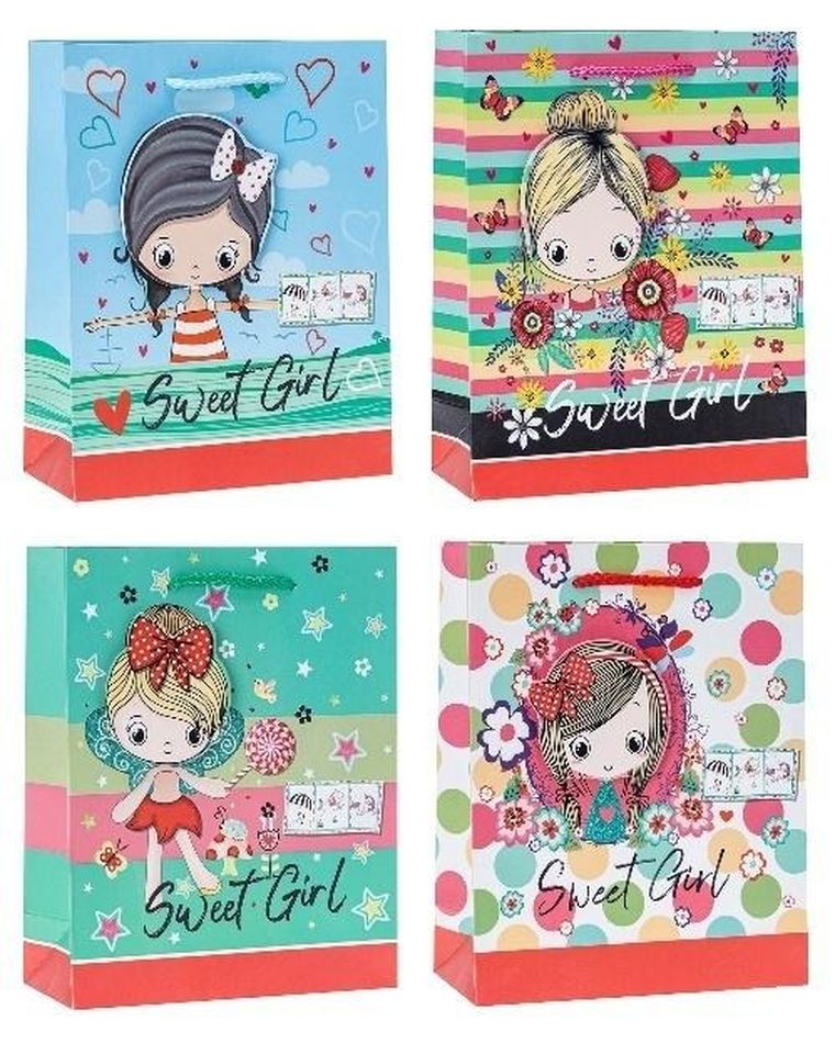 Rozette, torebka prezentowa, brokat, 18-23-8 cm, 1 szt.