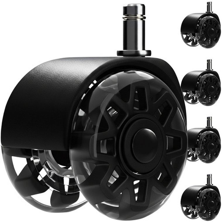 Ruhhy, kółka do fotela obrotowego, czarne, 5 szt.