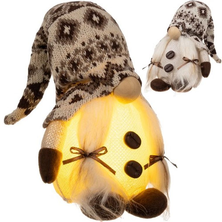 Ruhhy, skrzat stojący, świecący LED, szary