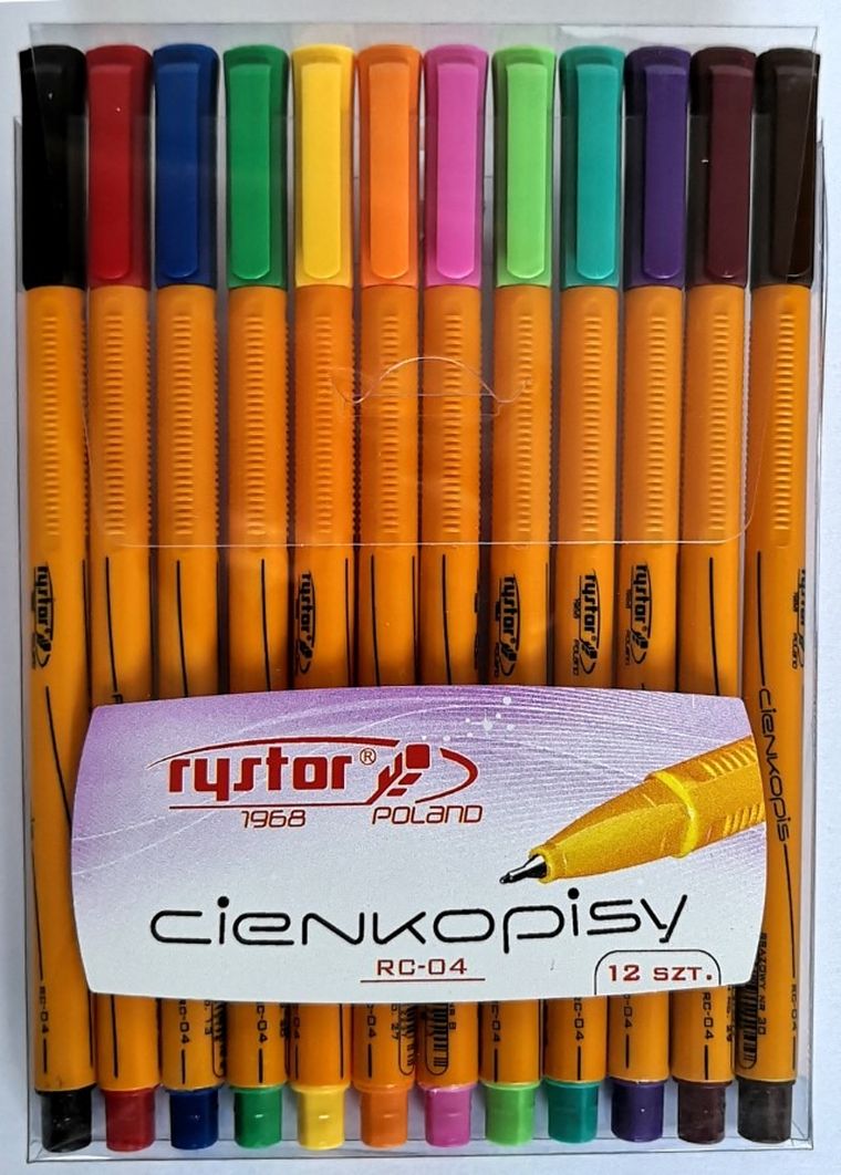 Rystor, cienkopisy, 12 kolorów