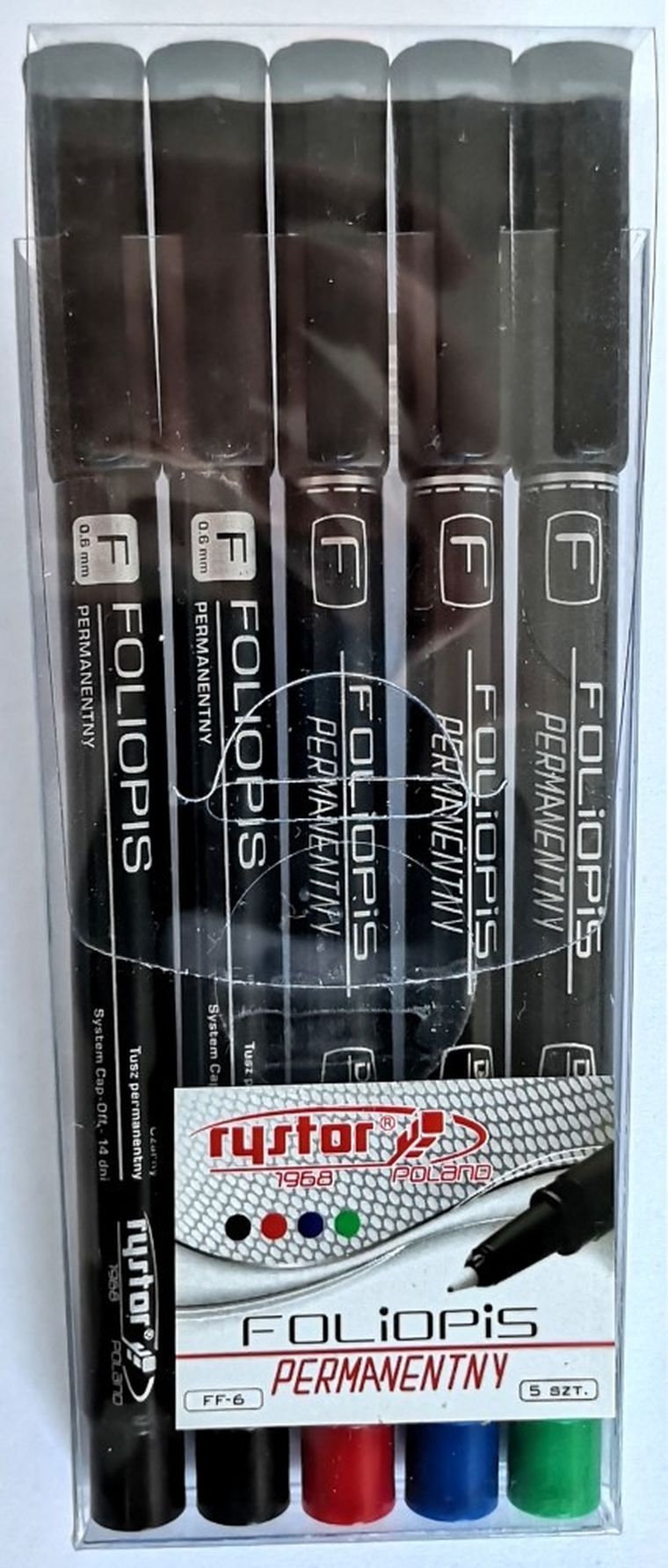 Rystor, foliopis F 0.6, 4 kolory, 5 szt.