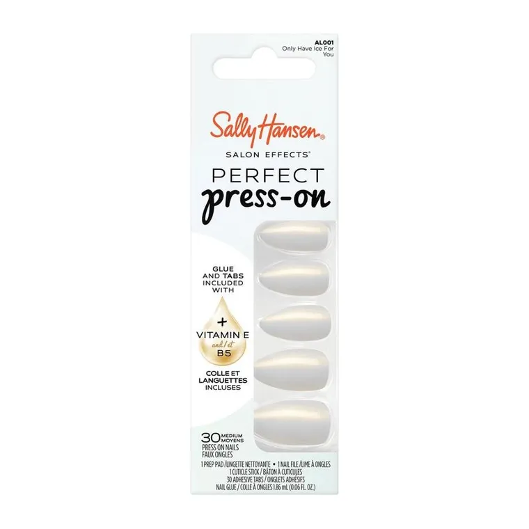 Sally Hansen, Salon Effects, sztuczne paznokcie, 001 Only Have Ice For You, 30 szt.