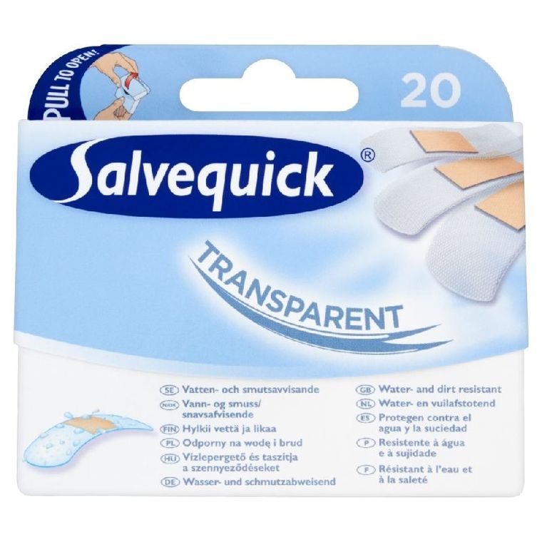 Salvequick, plastry transparentne, 20 szt. w zestawie