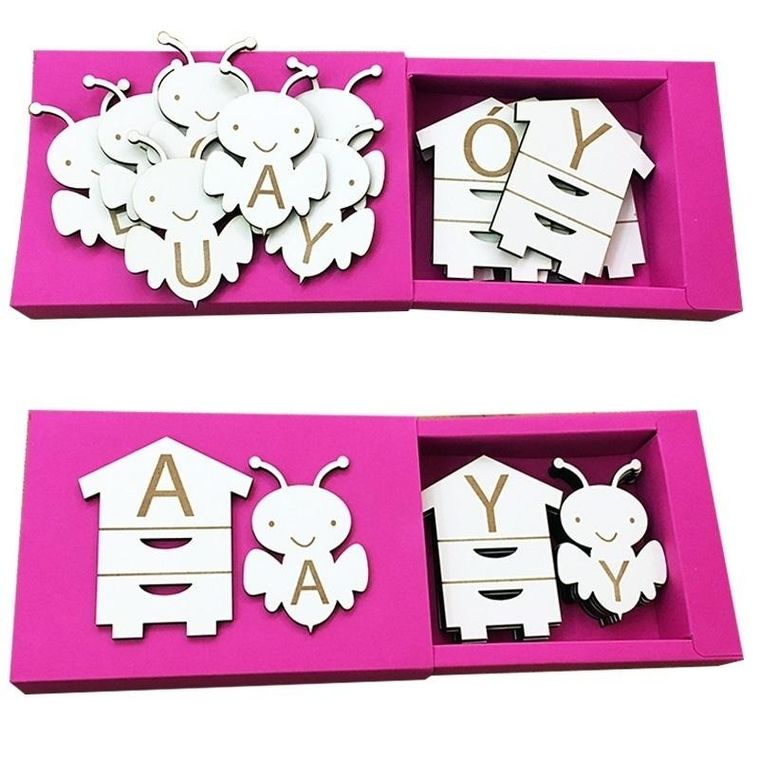 Samogłoski. Pszczółki i ule (duże litery)