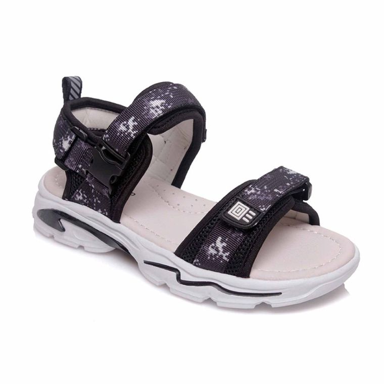 Sandały chłopięce, czarne, skórzana wkładka, Weestep