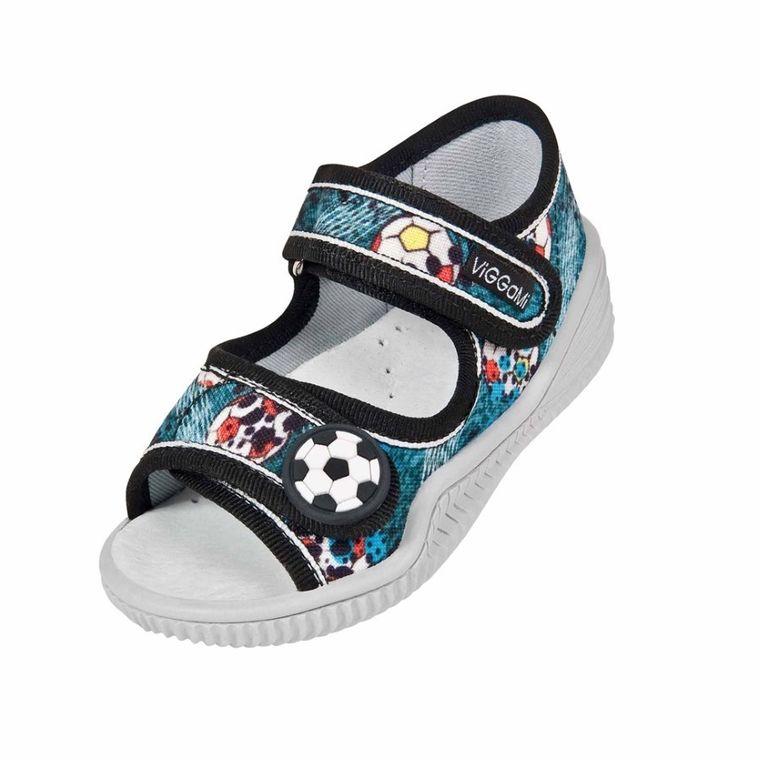 Sandały chłopięce, niebieskie, skórzana wkładka, Vi-GGa-Mi