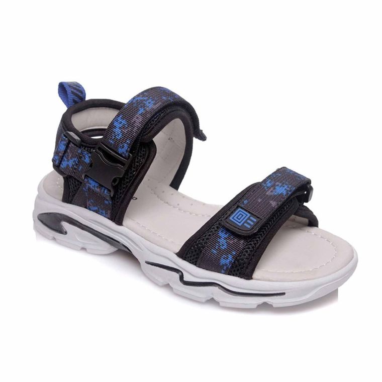 Sandały chłopięce, niebieskie, skórzana wkładka, Weestep