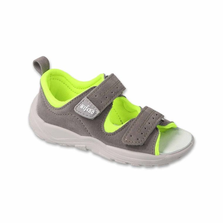 Sandały chłopięce, szaro-zielone, Befado