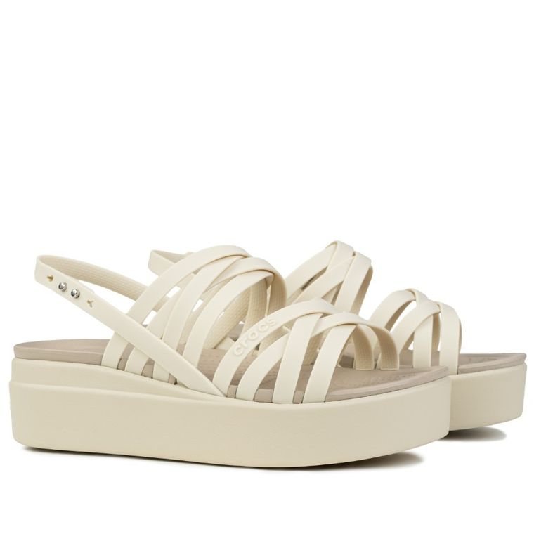 Sandały damskie na platformie, beżowe, Crocs Brooklyn Strappy